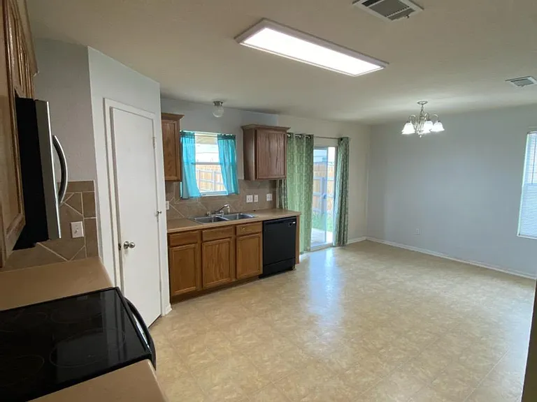 View of kitchen from living room.