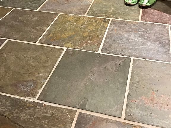 slate tile master bathroom