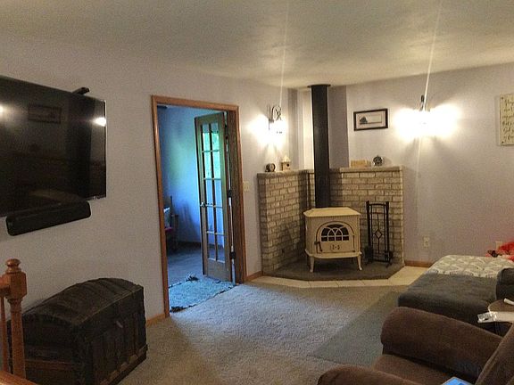 Living room with wood stove