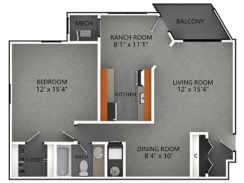 Floor plan 1 Bedroom