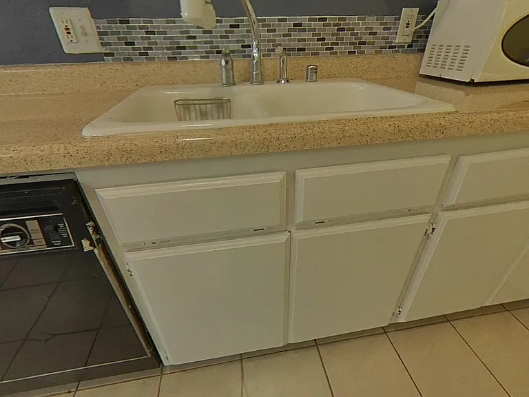 Kitchen with dishwasher and microwave