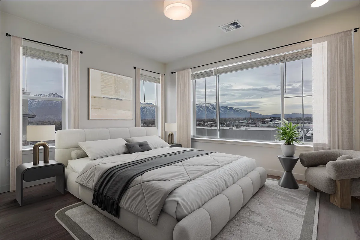 Mountain-view bedrooms are designed for peace, comfort, and stunning scenery. - Birkhill Lofts