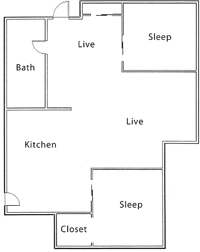 Floor plan 1 Bedroom & Den