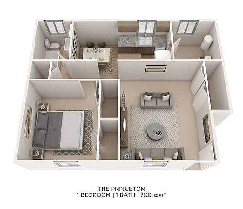 Floor plan One Bedroom - 700 sqft
