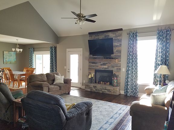 Living room with cathedral c