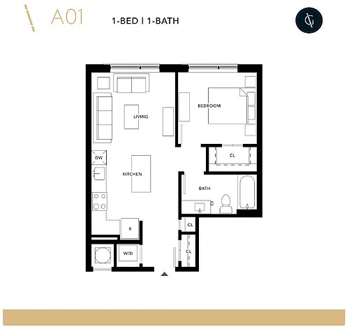 Floor plan One Bedroom - A1