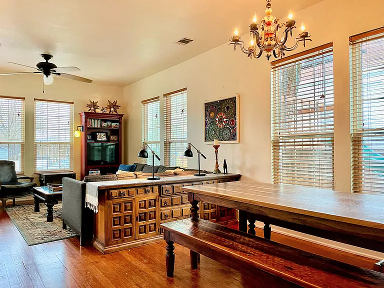 Large main roomwith original long leaf pine floors