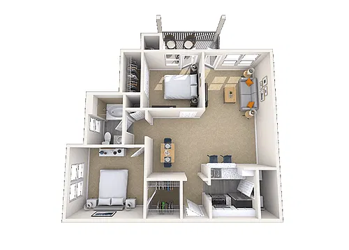 Floor plan Traditional 2x1 913-993 SF