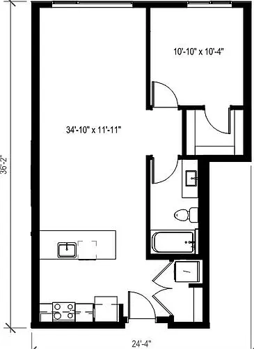 Floor plan 1 Bed/1 Bath-A28.1