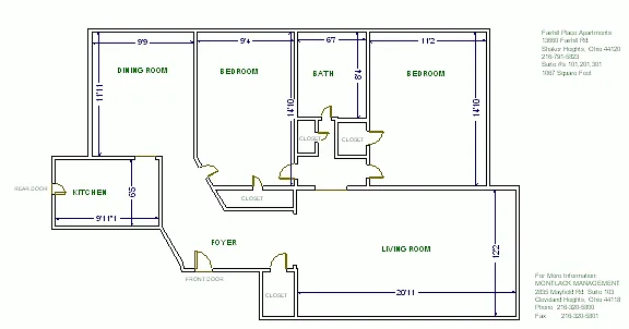 Floor plan 2 Bed 1 Bath