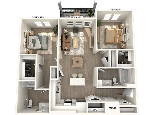 Floor plan BF2-HC-1184sf-DCI