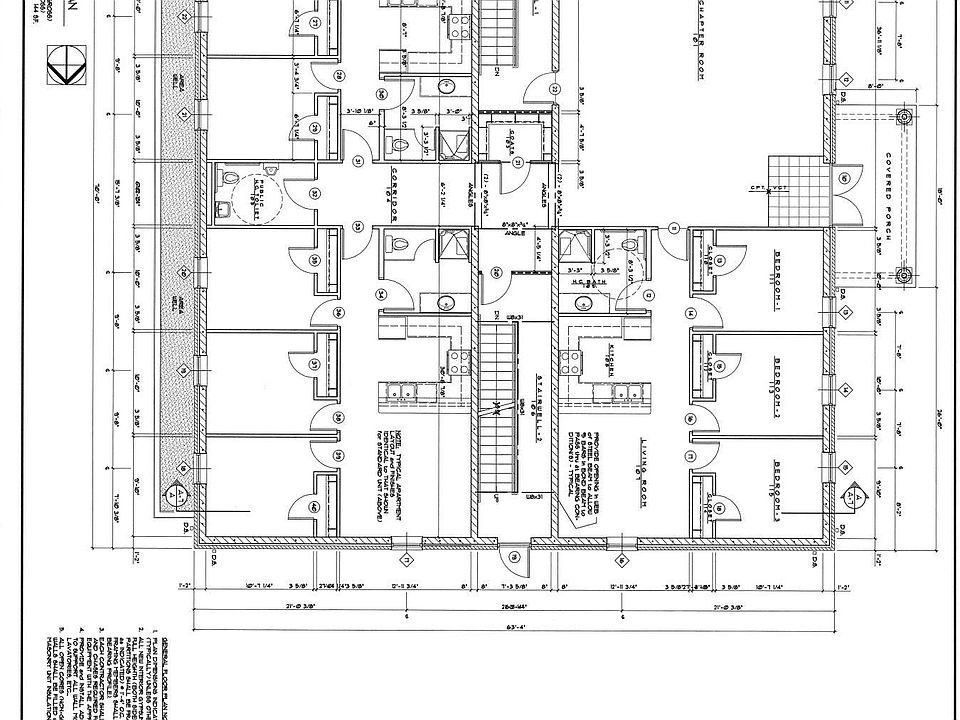 main level showing 3 units and a common space (furnished).