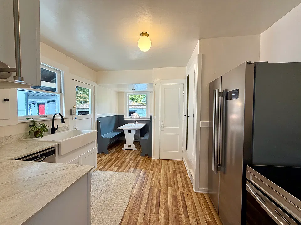Looking in the kitchen from the dining room.