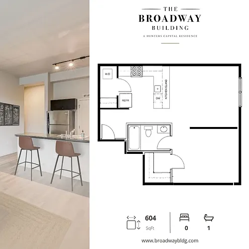 Floor plan Open One Bedroom With Tons of Light