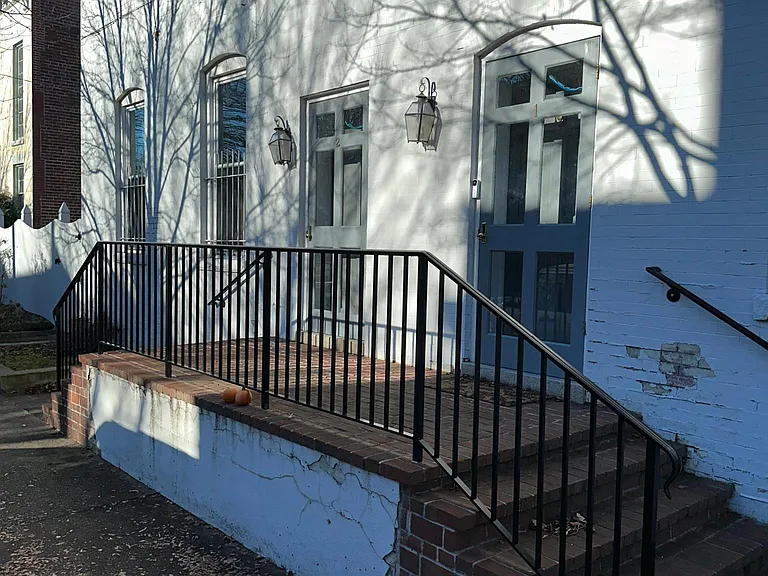 Close up of GROUND LEVEL apt #1 and apt #2; STAFFORD STREET SIDE OF BUILDING