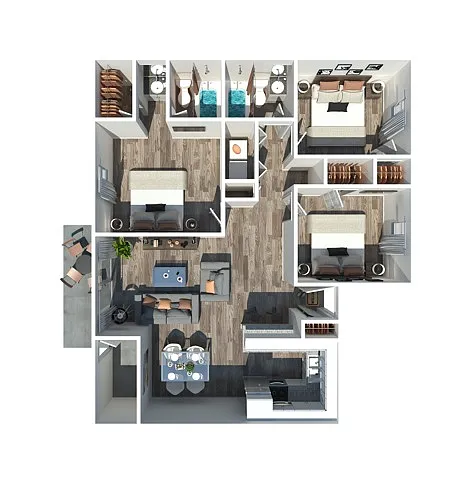Floor plan Huntley East 3 Bedroom 2 Bath