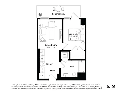 Floor plan B1B4 - 1 Bed 1 Bath