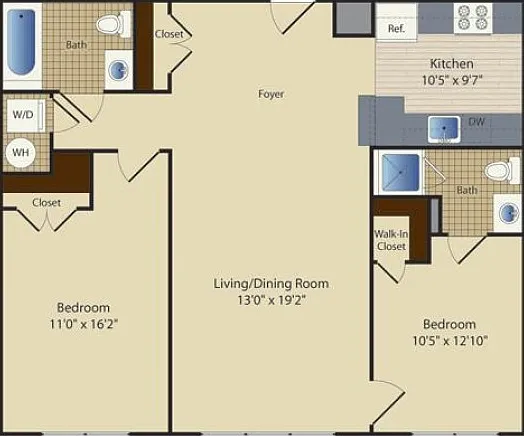 Two Bedroom Two Bath (1008 SF) Two Bedroom Two Bath (1008 SF)