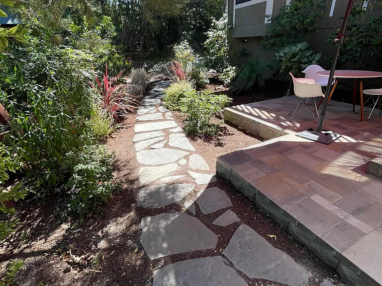 Walkway toward end of property.