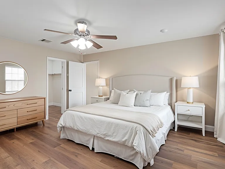 Primary suite staged