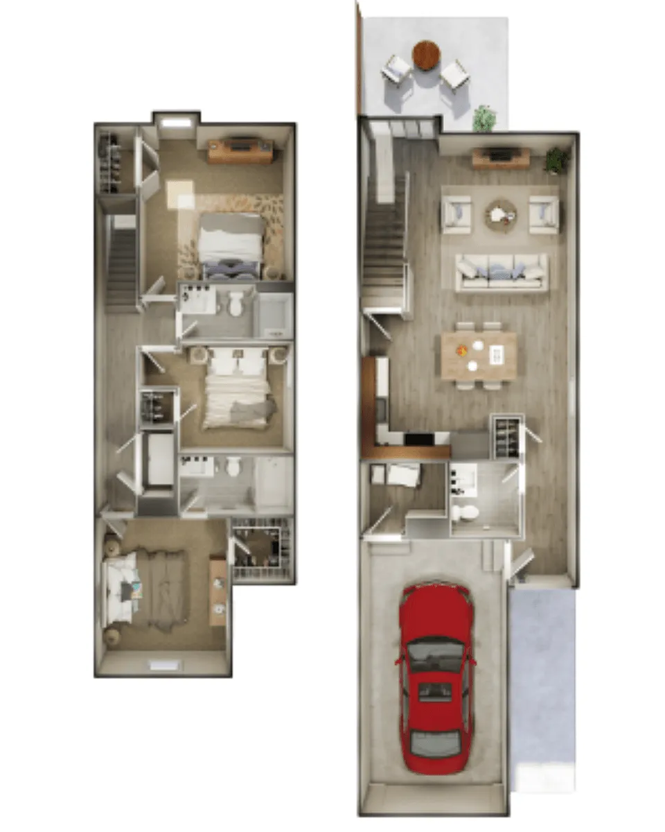 Floor plan 3 Bedroom Townhome