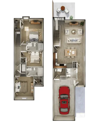 Floor plan 3 Bedroom Townhome