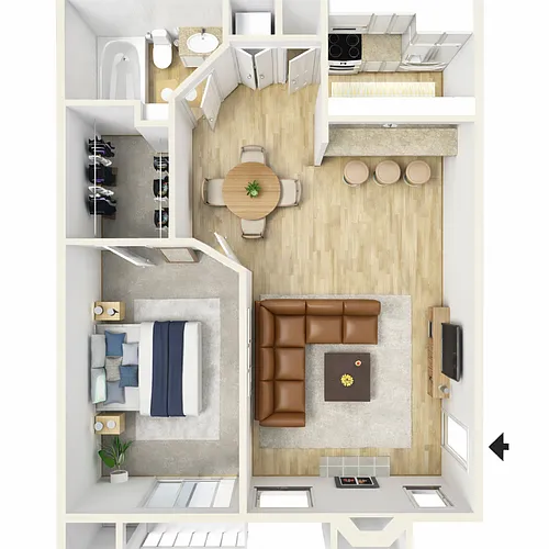 Floor plan 1 Bed 1 Bath