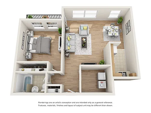 Floor plan 755 Farmington 1 BR 800 SQFT