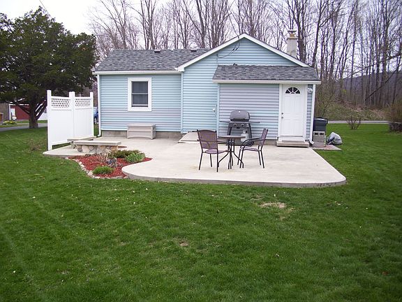 double patio w built in firepit and stone benches