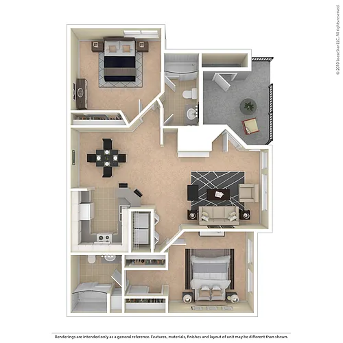 Floor plan 2 Bed 2 Bath B