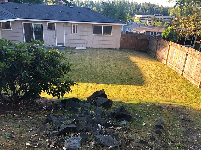 Large fenced backyard