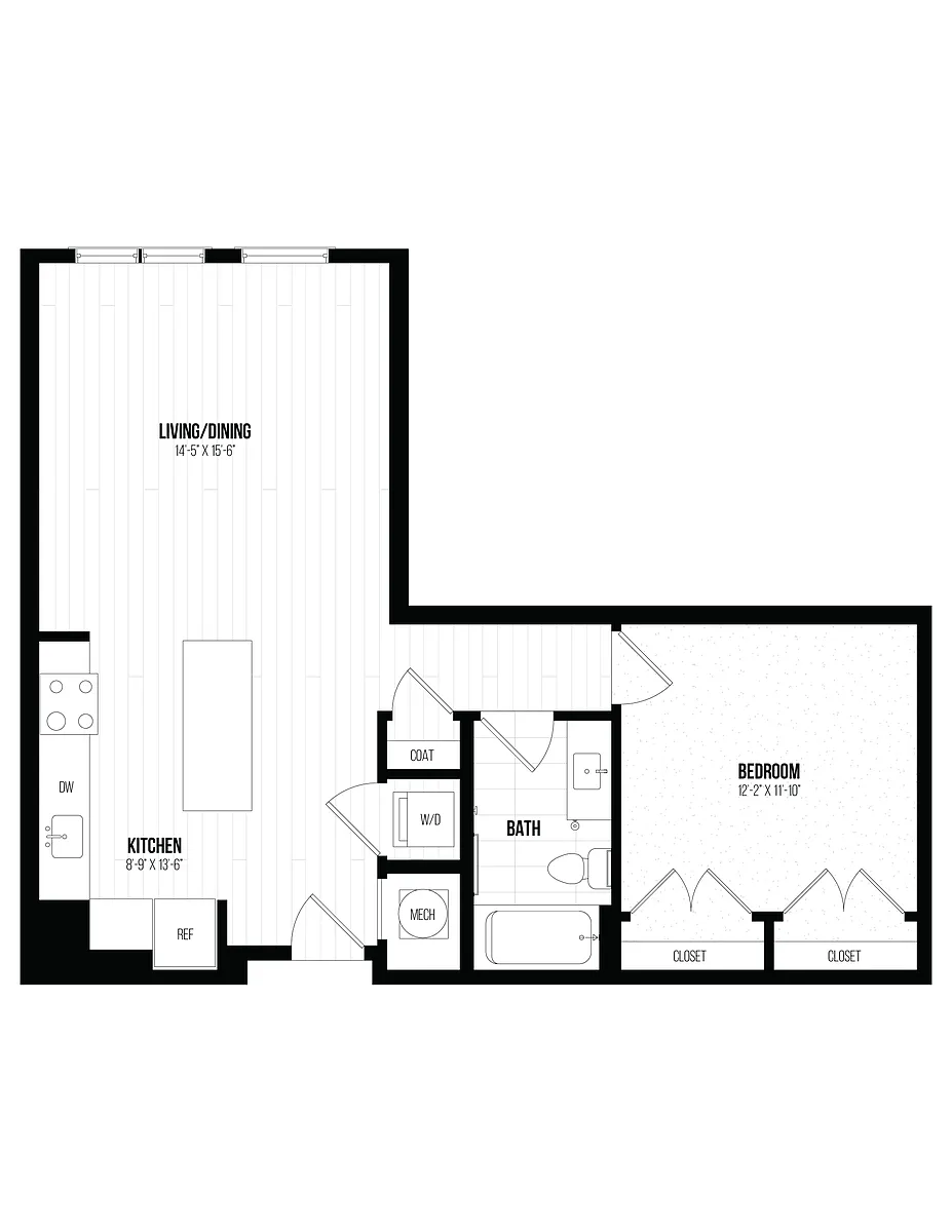Floor plan 1 Bed/1 Bath Jr -1BJ G