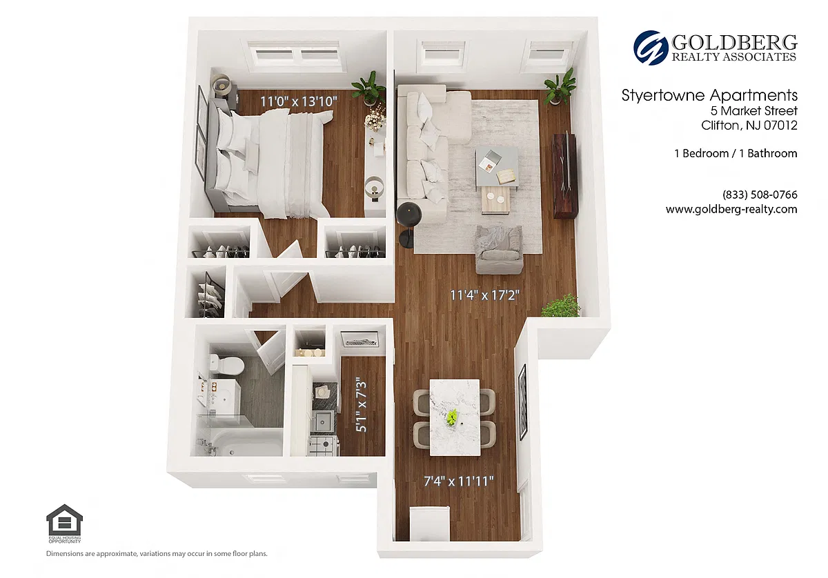 Floor plan One Bedroom Extra Large