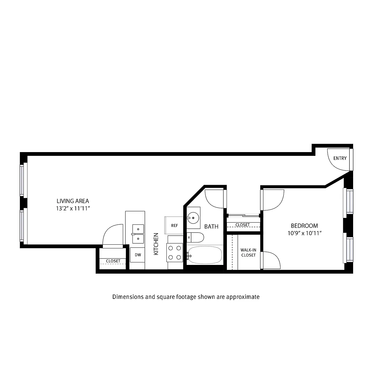 Floor plan 1 Bedroom / 1 Bath