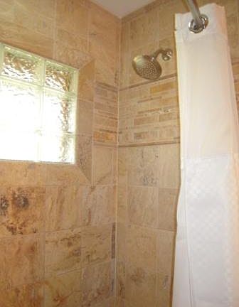 travertine shower surround