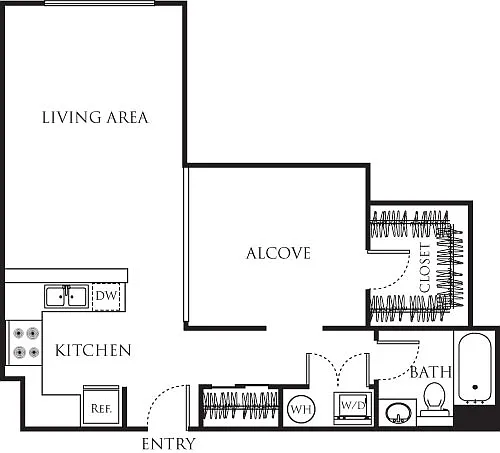 Floor plan Open One Bedroom