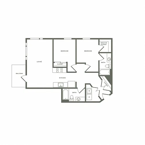 Floor plan Lavender - 2x2 B03