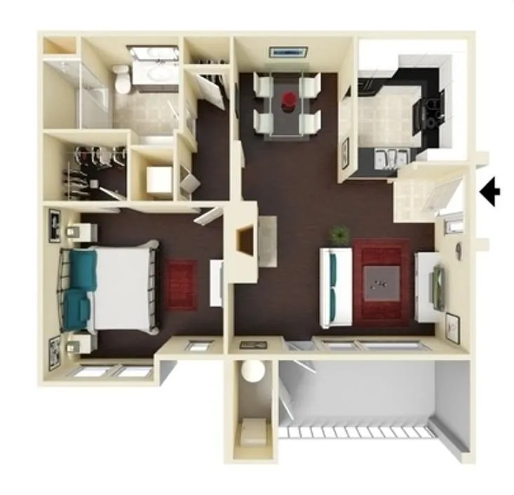 Floor plan 1X1-735