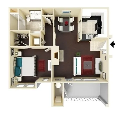 Floor plan 1X1-735
