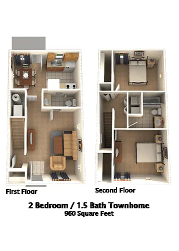 Floor plan Two Bedroom Townhome