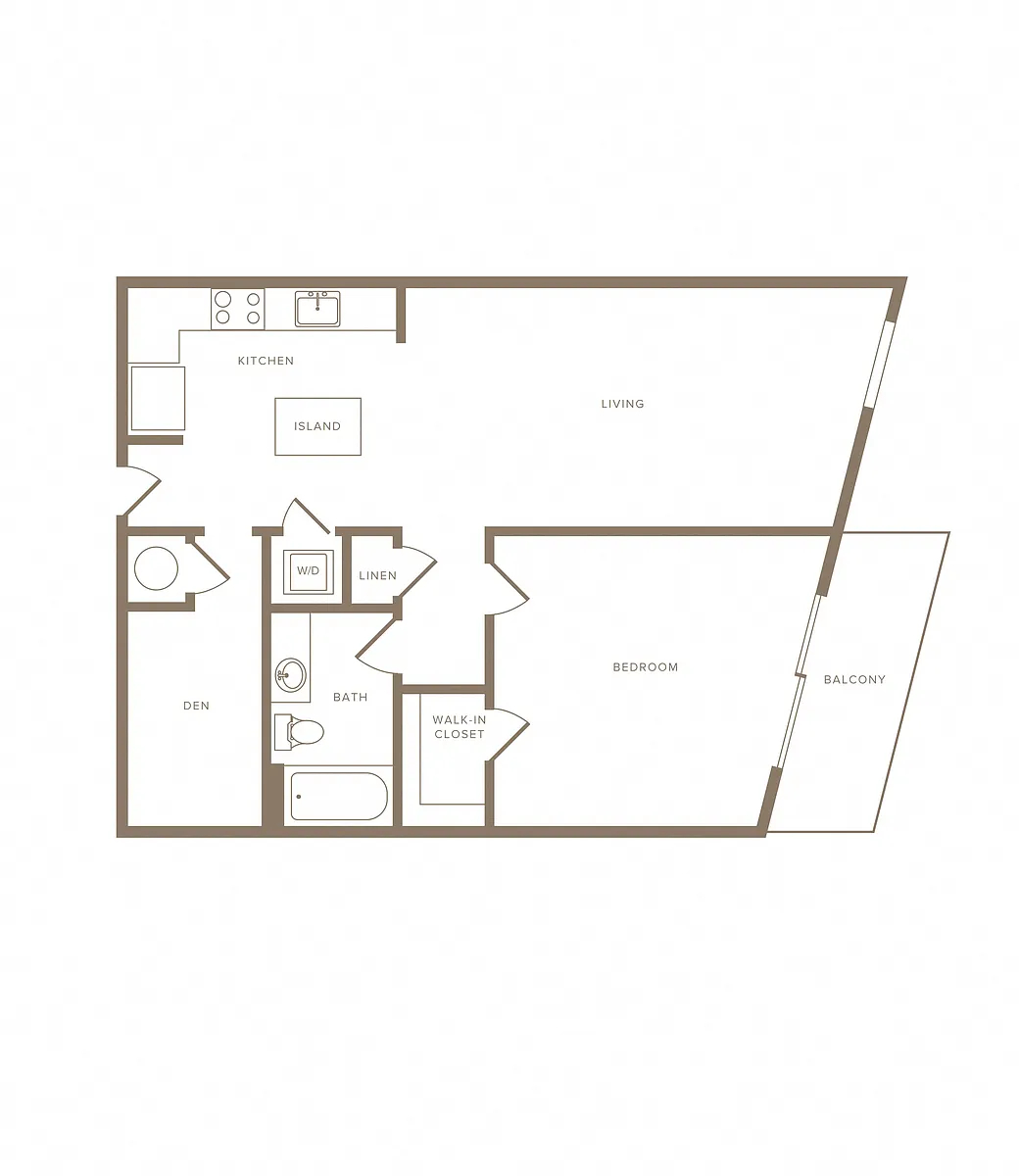Floor plan 1 Bed/1 Bath Den-A12D