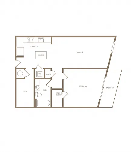 Floor plan 1 Bed/1 Bath Den-A12D