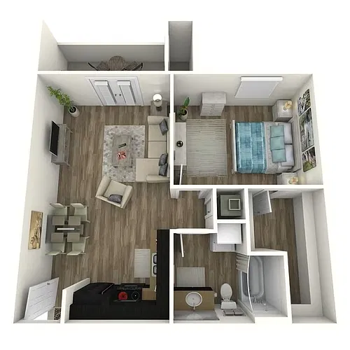 Floor plan 1 Bedroom 1 Bath A2