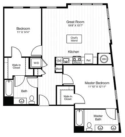 Floor plan B4 2 Bedroom 2 Bath Master Bath Double Sink
