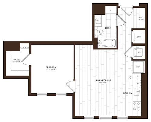 Floor plan 1 Bed/1 Bath-A6