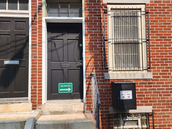 front door and a package box