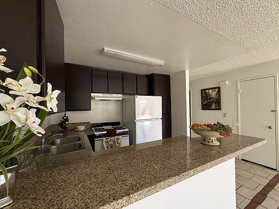 Ample kitchen counter space . Refrigerator included.