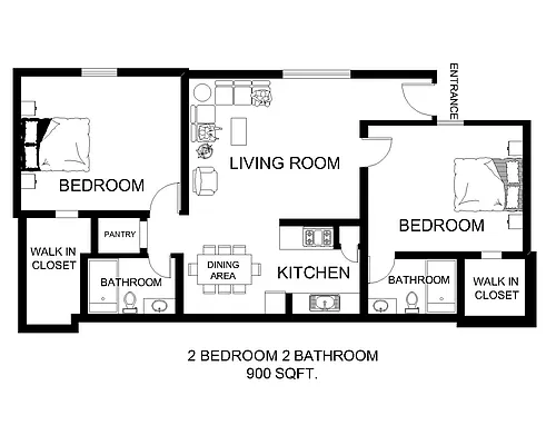 Floor plan 2x2B - Classic