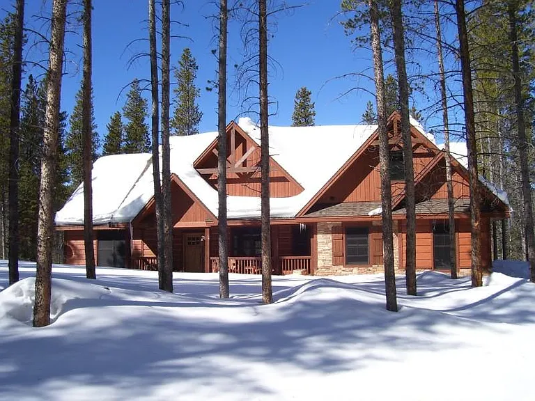 Front of Moose Run Cabin in Winter