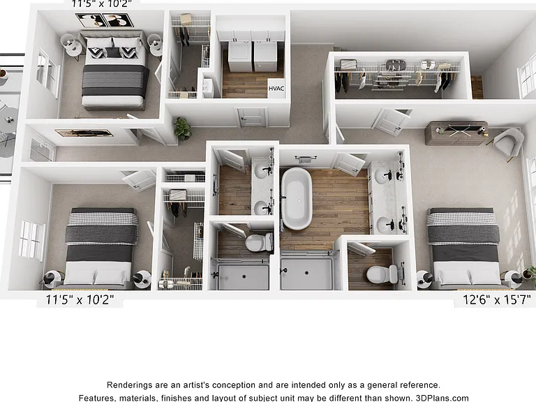 3-Bedroom Upstairs Floorplan